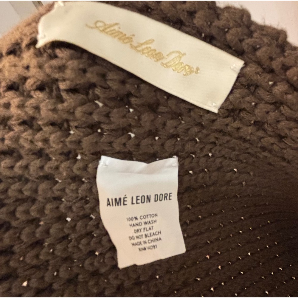 Aime Leon Dore Brown Chunky Rib Knit Scarf 100% Cotton Heavyweight